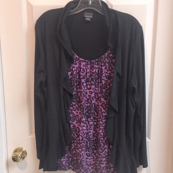 Covington Tops - ‘2 in 1’ Purple Leopard & Black Jersey Tunic